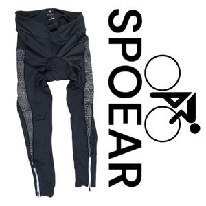 Spoear Women's Ankle Zip High Waisted Padded Biking Leggings Black Size Large